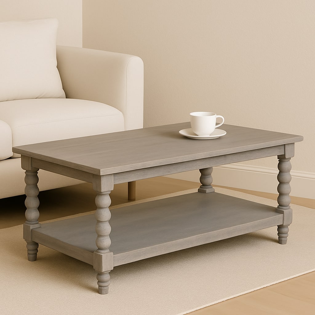 Solid Wood Ellsworth Spindle Coffee Table in Acid Wash