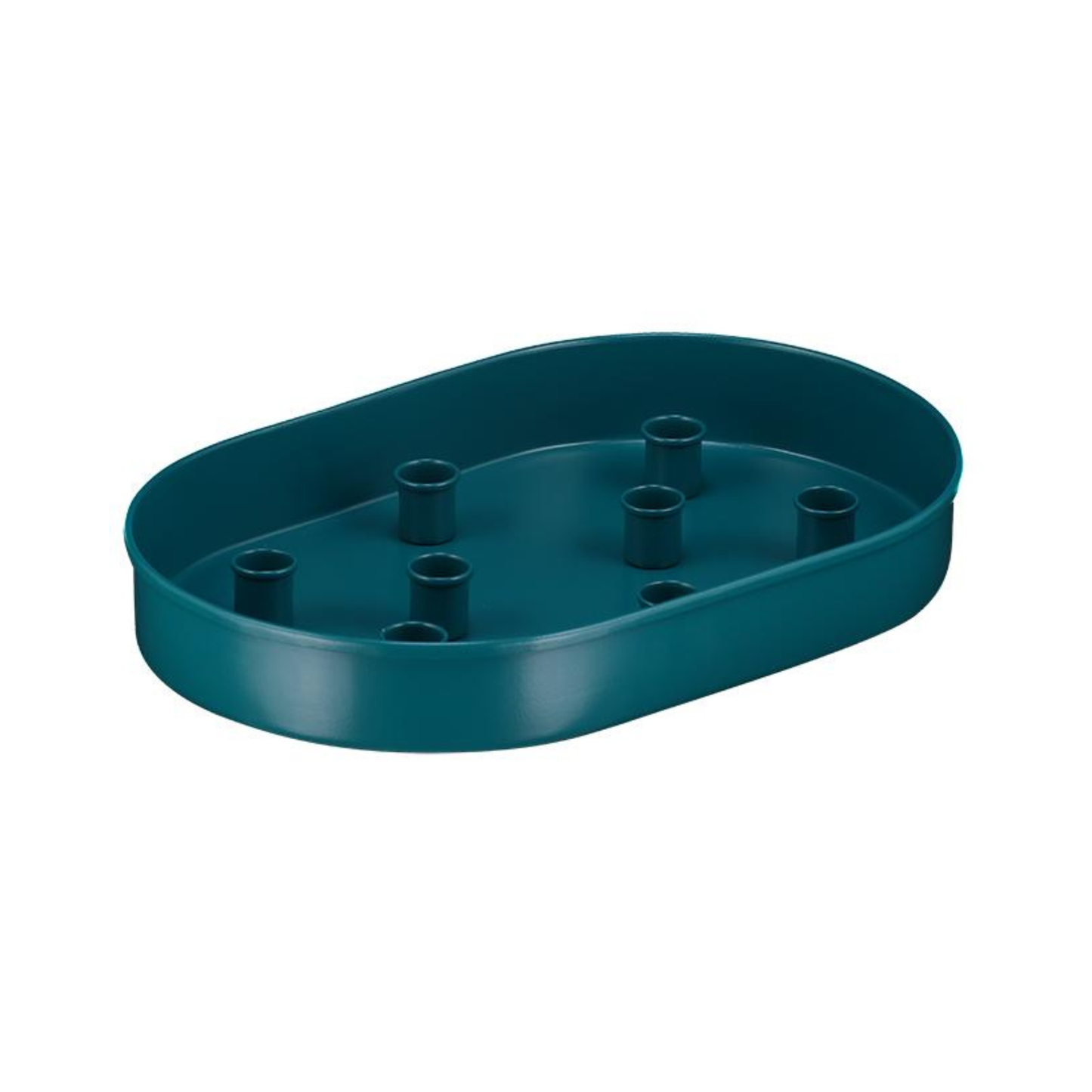 Oval Metal Candle Platter - Petrol Blue