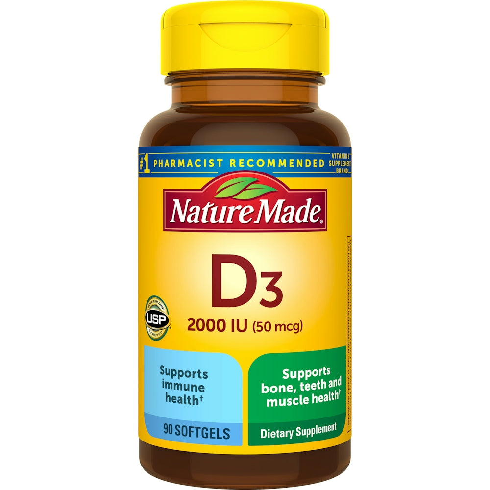 Nature Made Vitamin D3 2000 IU (50 Mcg), Bone Health And Immune Support Softgels