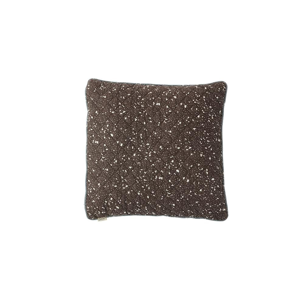 Quilted Aya Cushion Cover - Brown / Offwhite