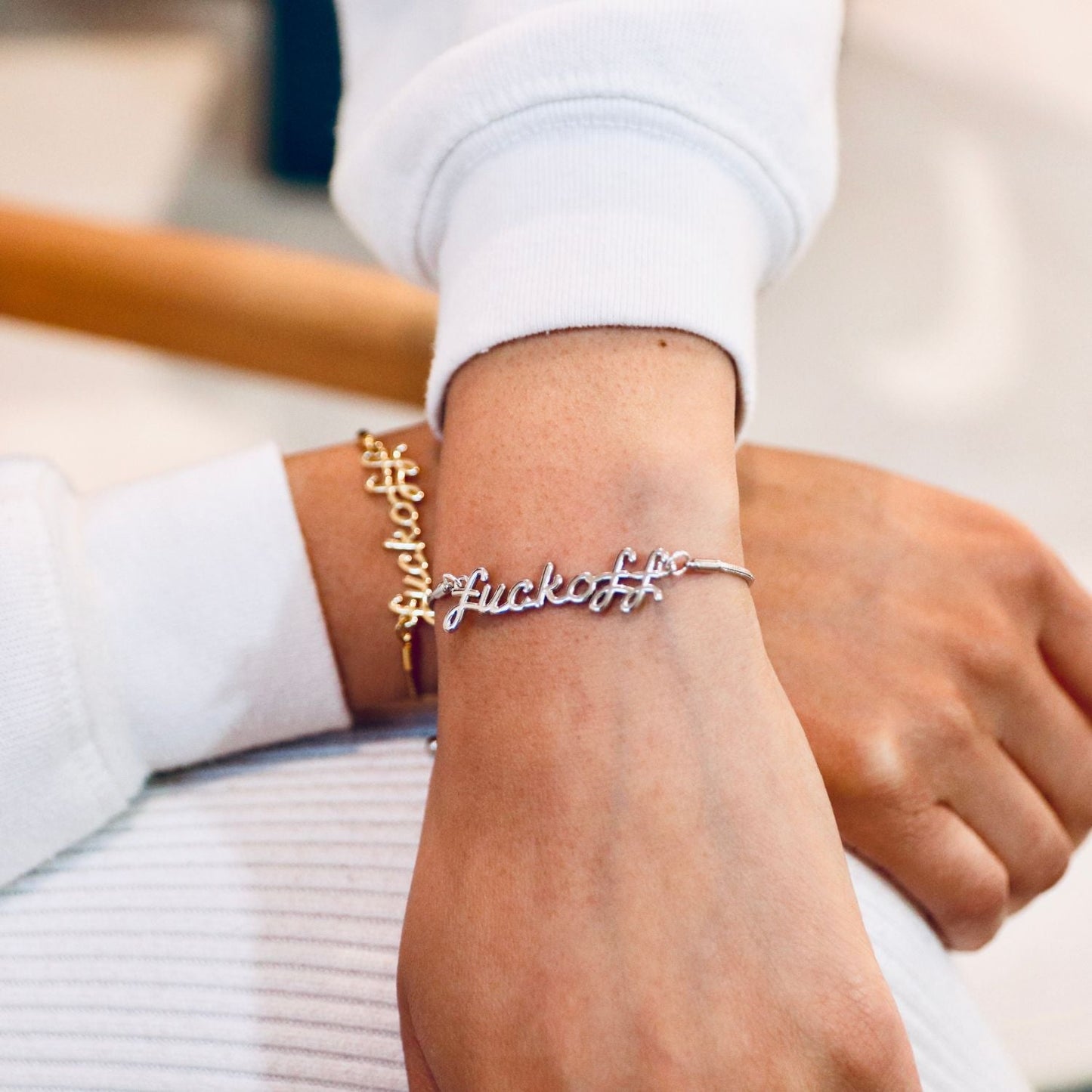 Fuck Off Bracelet (Gold and Silver)