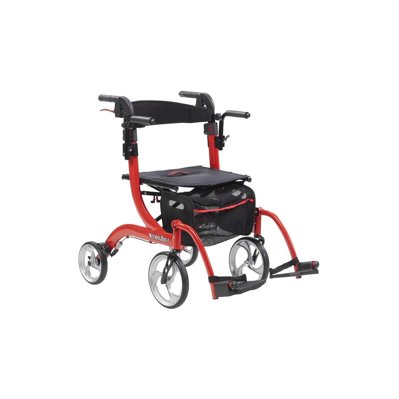 Drive Medical Nitro Duet Rollator And Transport Chair - Red