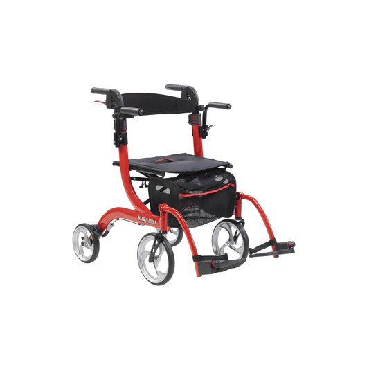 Drive Medical Nitro Duet Rollator And Transport Chair - Red