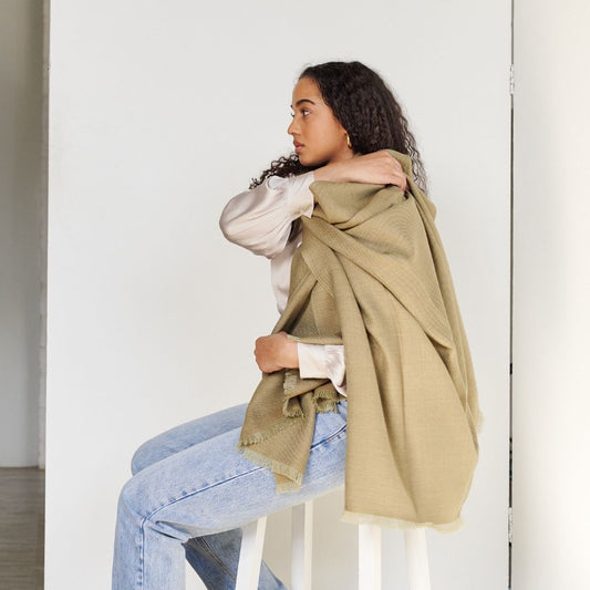 Haze Green Merino Handloom Throw