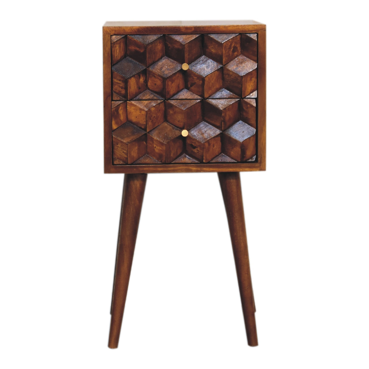 Solid Wood Mini Cube Nightstand