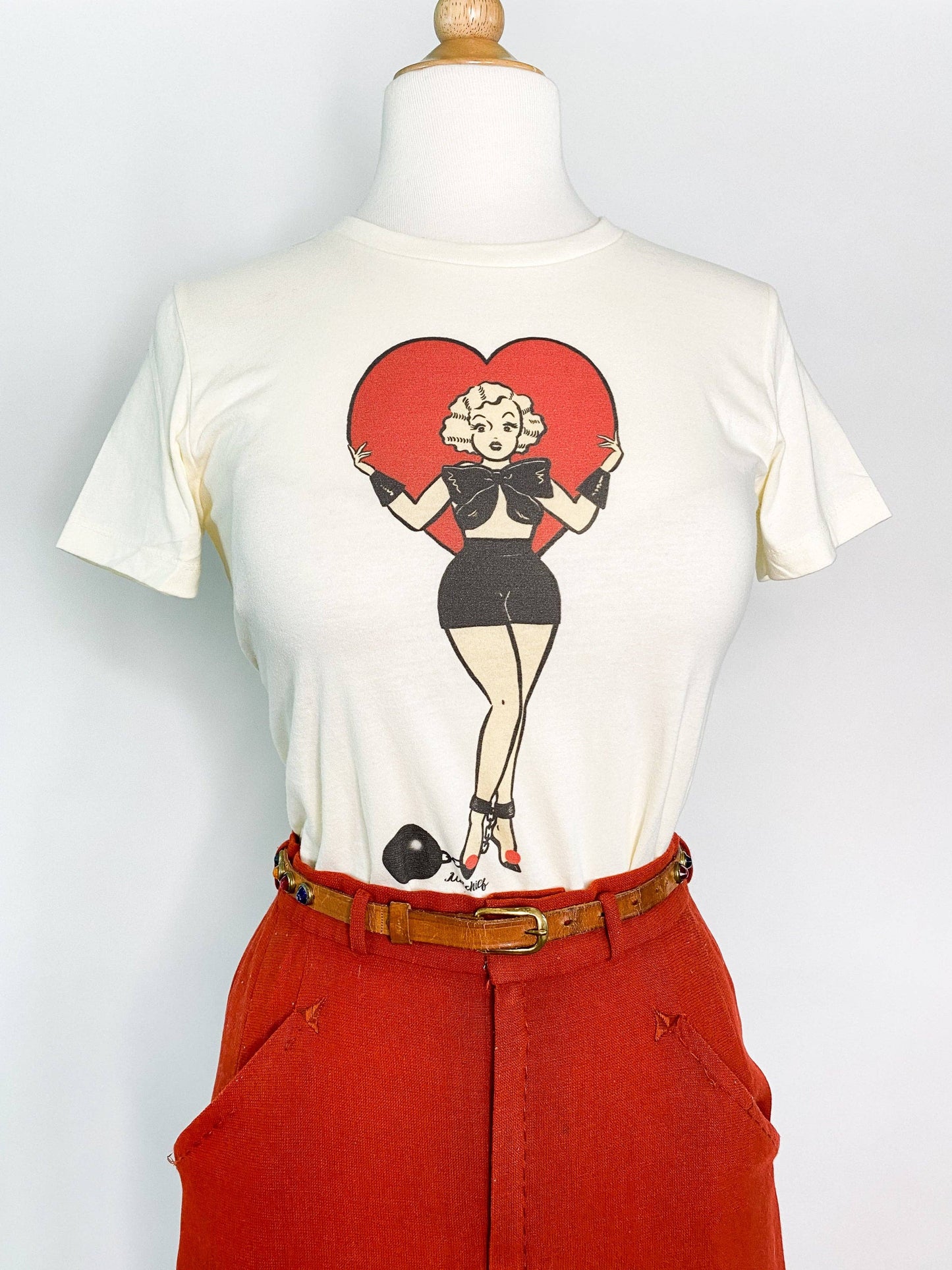 Prisoner of Love Fitted Tee in Ivory - X-LARGE