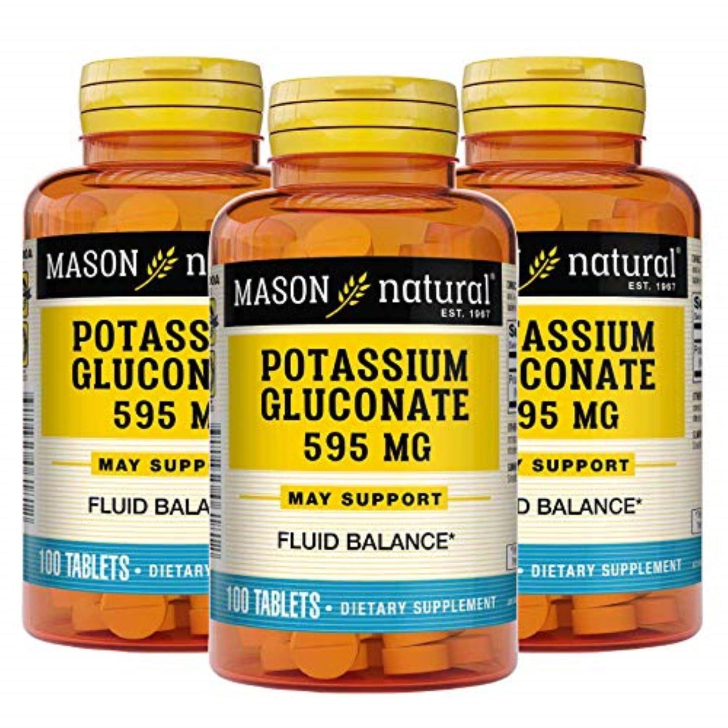 Mason Natural Potassium Gluconate, 595 Mg, 100 Tablets