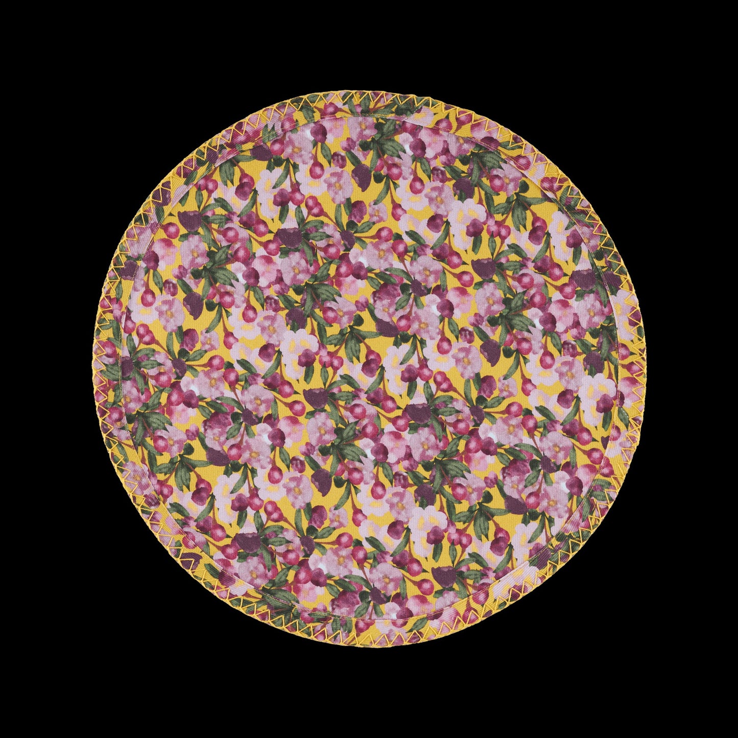 6 Round Placemats Romance is Dead Yellow