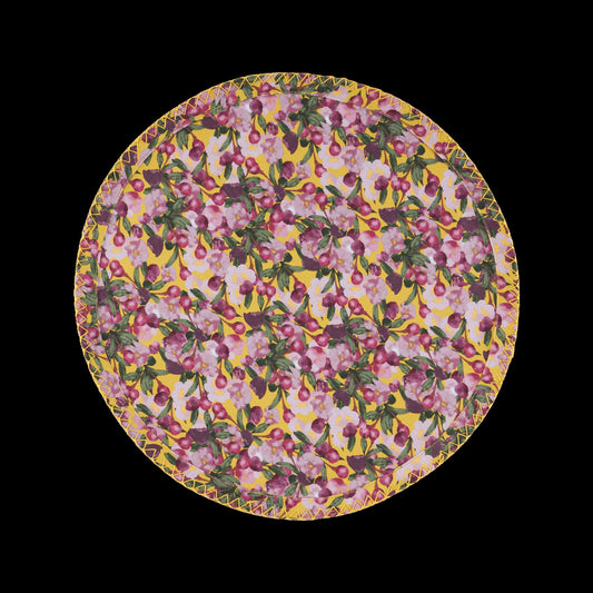 6 Round Placemats Romance is Dead Yellow