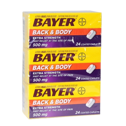 Bayer Coated Caplets 500 Mg Extra Strength Aspirin 24 Ea Box