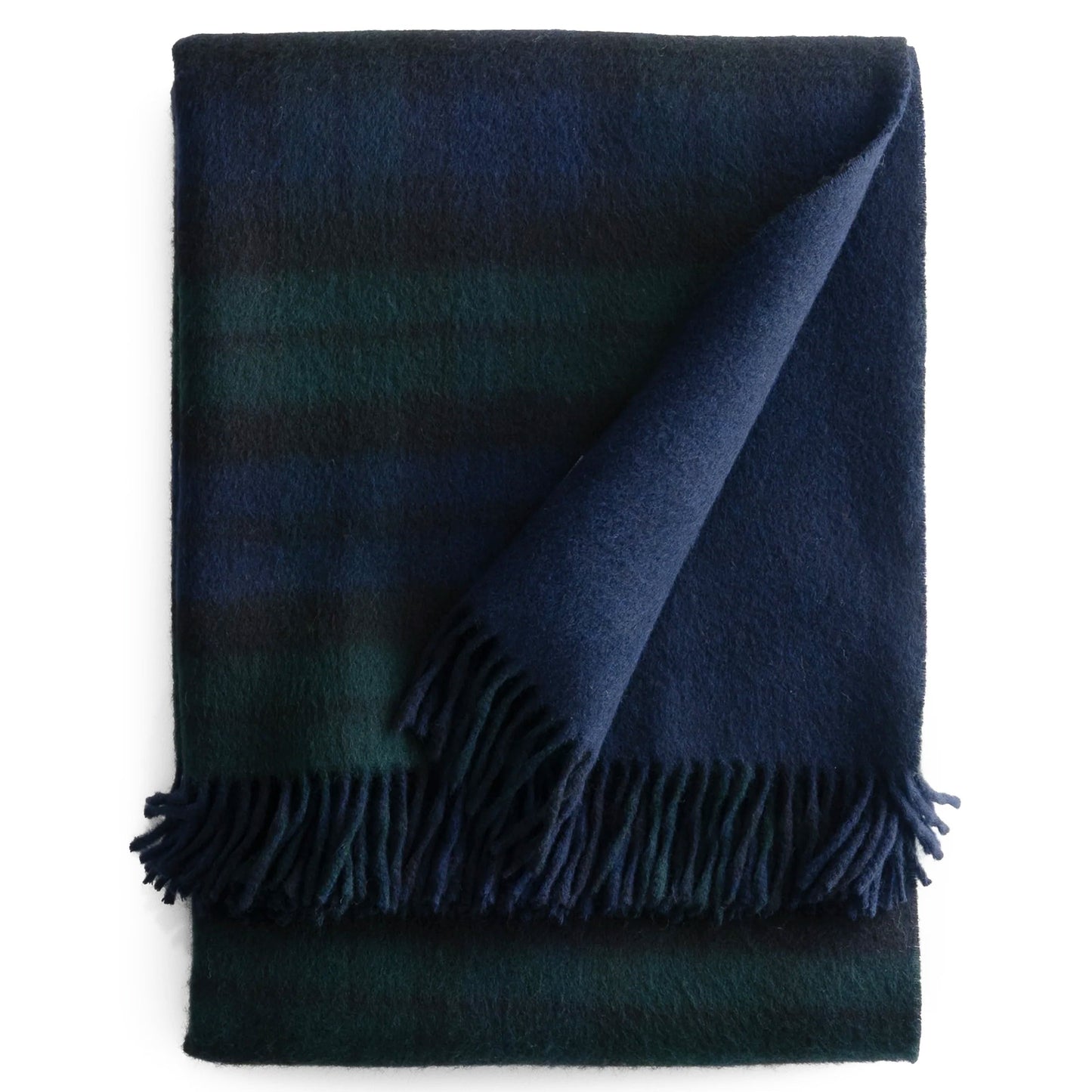 Prince of Scots Double Merino Wool Reversible Throw – Black Watch Tartan – 70×55