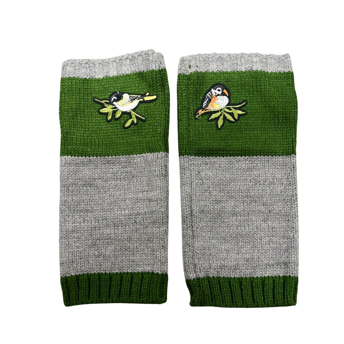 Bird Applique Arm Warmers | Fingerless Gloves in Black, Pink, or Green
