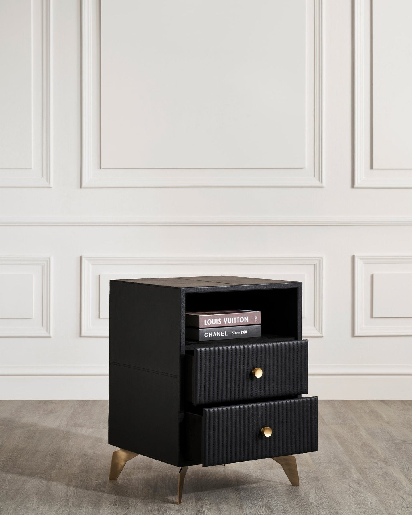 Stanford Two Drawer Leather Side Table