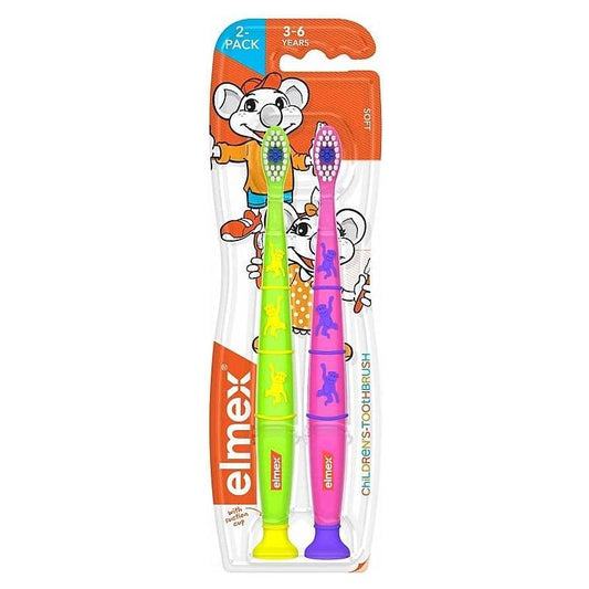Elmex Green & Pink Flexible 3-6 Years Old Kid's Toothbrush Duo Pack