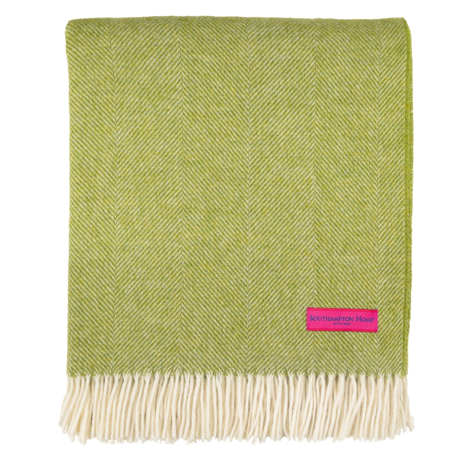 Southampton Home Shetland Lambswool Herringbone Throw – Lime | Woven in England - Osadia Concept Store