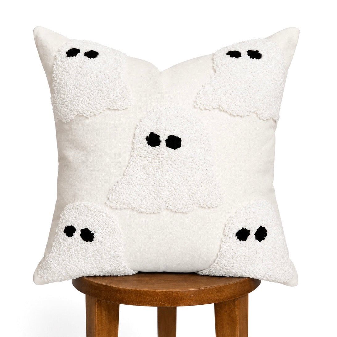 Ivory Tufted Ghost Pillow Cover