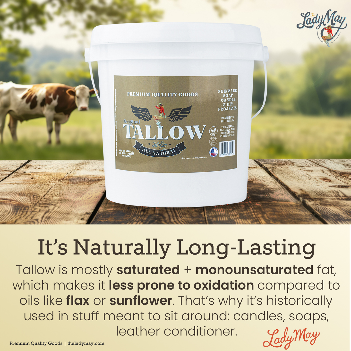Bulk Grass-Fed Beef Tallow for Soap, Skincare & Candles | 2,8,16 lbs | Maker-Proven Quality