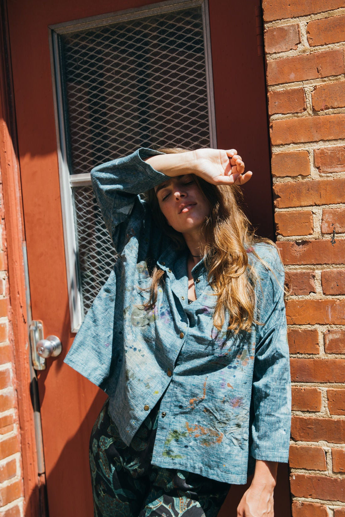 Hand-Painted Artisan Handwoven Quarter Crop Shirt Jacket