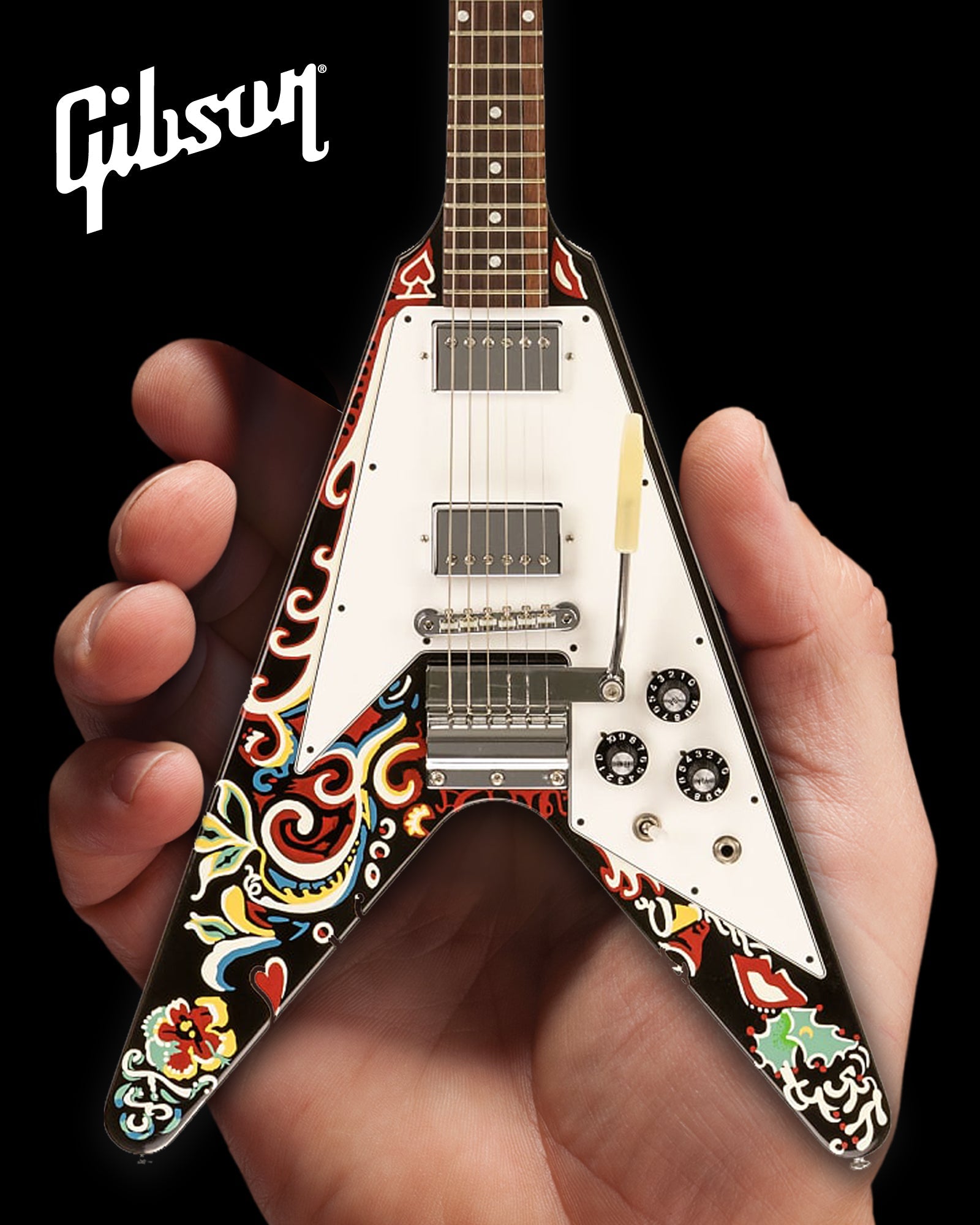 *NEW Jimi Hendrix™ Gibson Psychedelic Flying V 1:4 Scale Mini Guitar Model - Osadia Concept Store