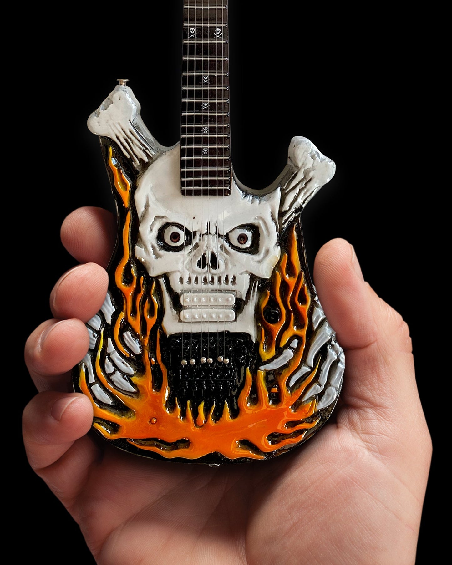 Official George Lynch Signature Flaming Skull Mini Guitar Replica