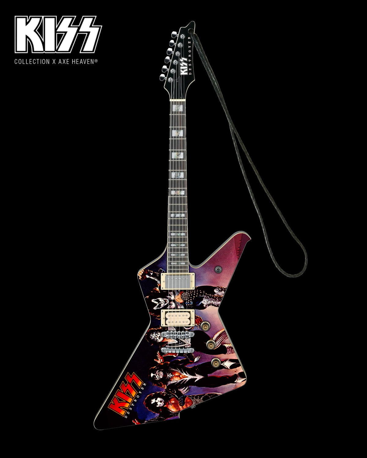 6" KISS® Destroyer Album Tribute ICEMAN Mini Guitar Ornament - Handcrafted from Solid Wood