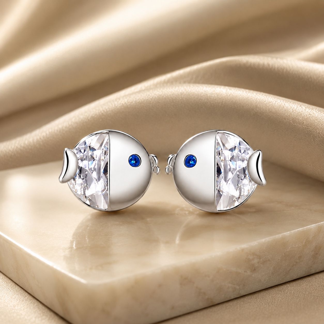 925 Sterling Silver Earrings with Pavé Setting CZ, Size 0.6*0.7cm, for Women