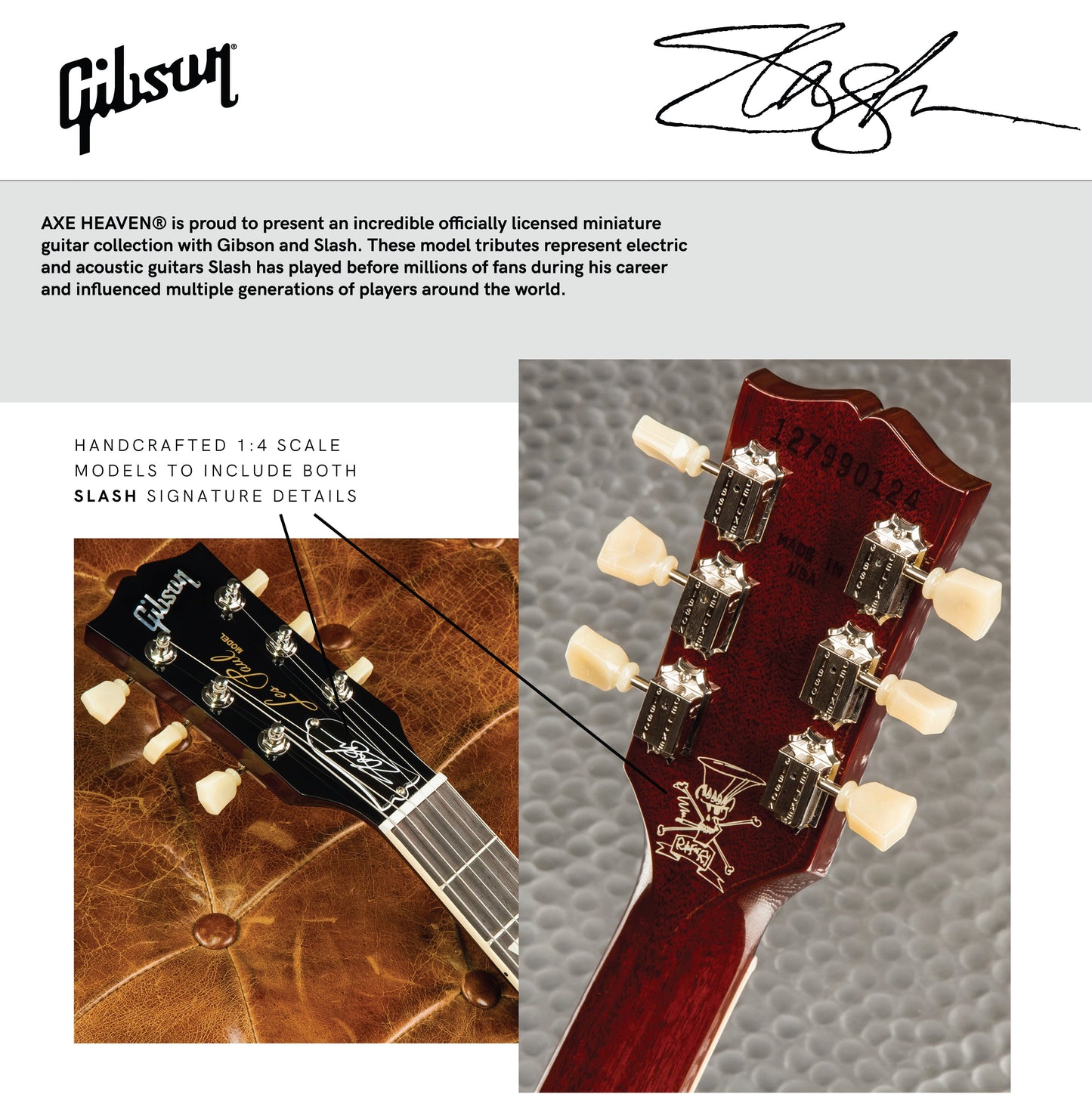 Slash Gibson Les Paul Standard November Burst 1:4 Scale Mini Guitar Model