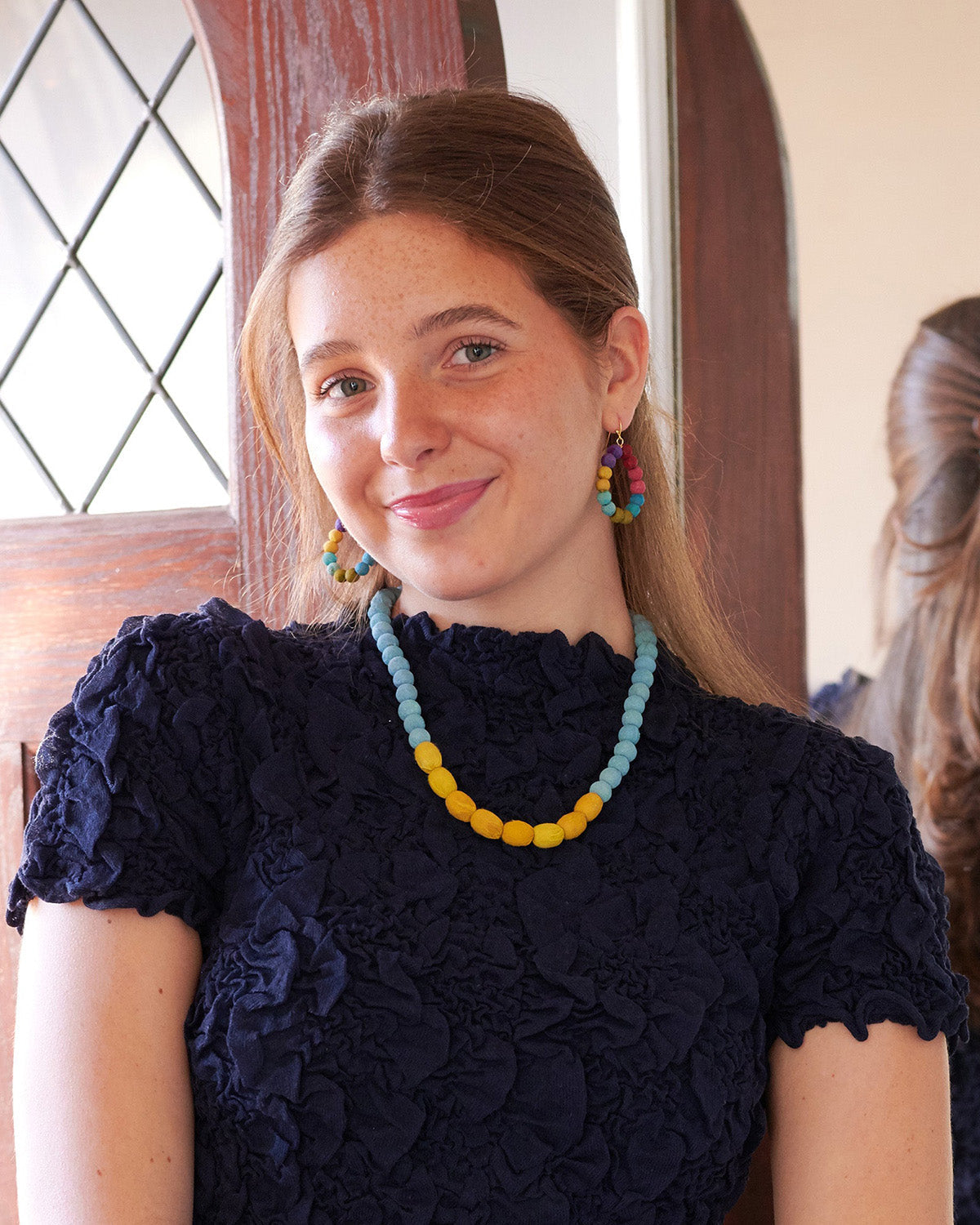 Kantha Couplet Necklace | Ocean/Mustard