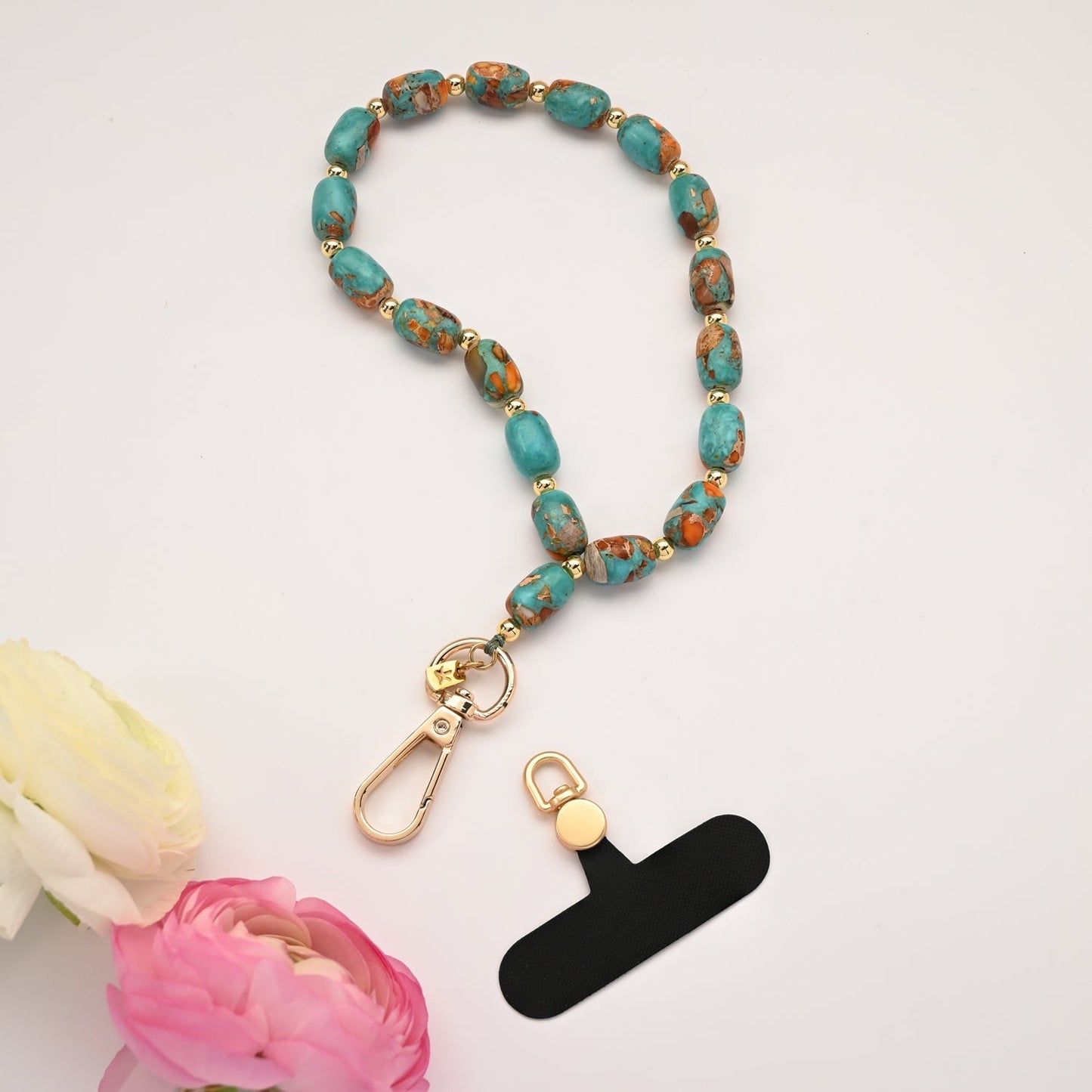 Sierra Bloom Turquoise Emperor Stone Beaded Phone Wrist Strap
