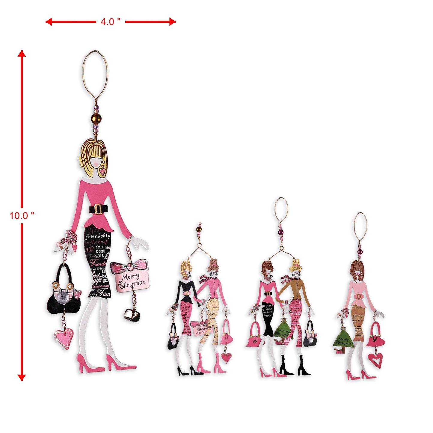 Chic Boutique Girlfriends Ornaments - Set of 4