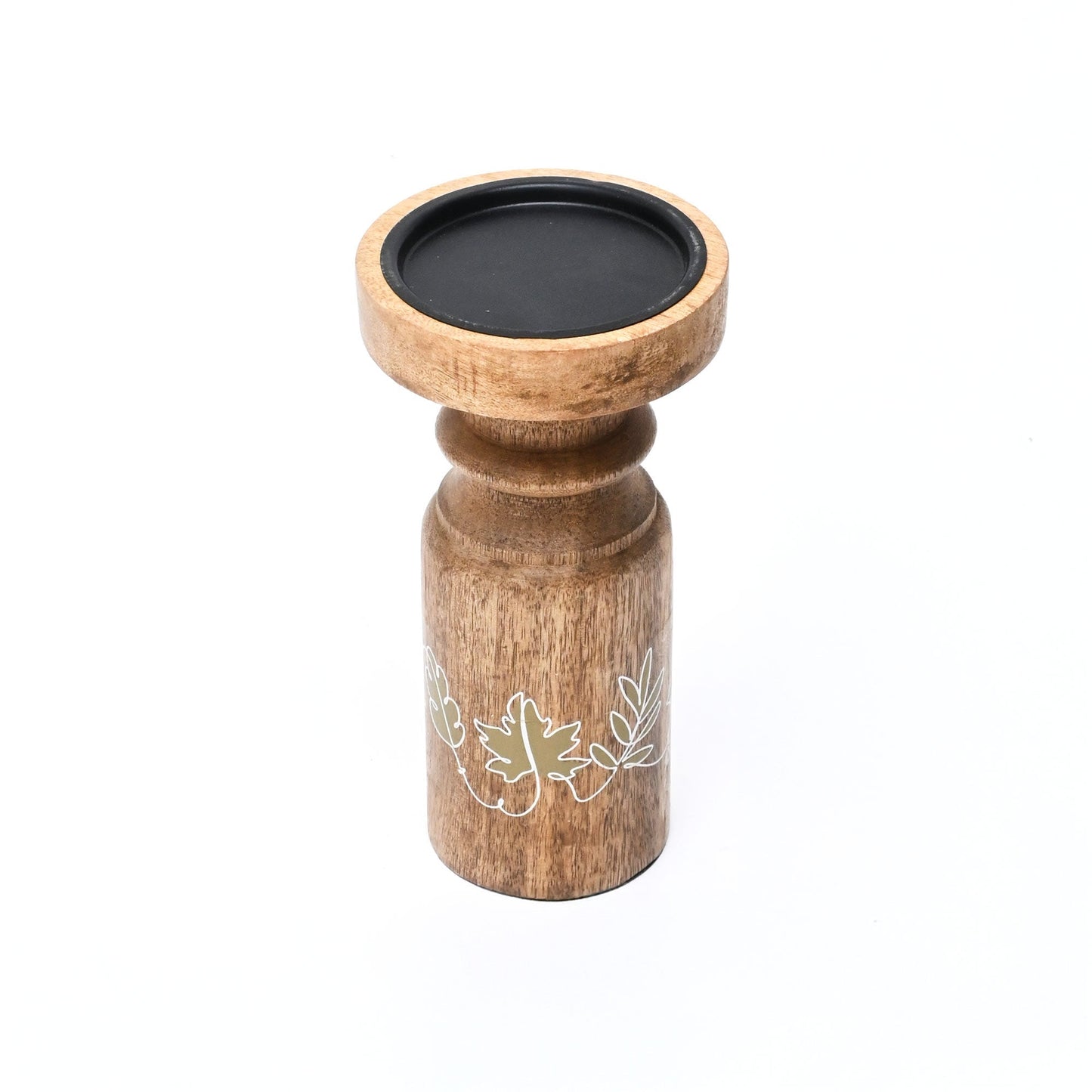 Pillar Candle Holder Set of 2 | Natural Finish | Mango Wood