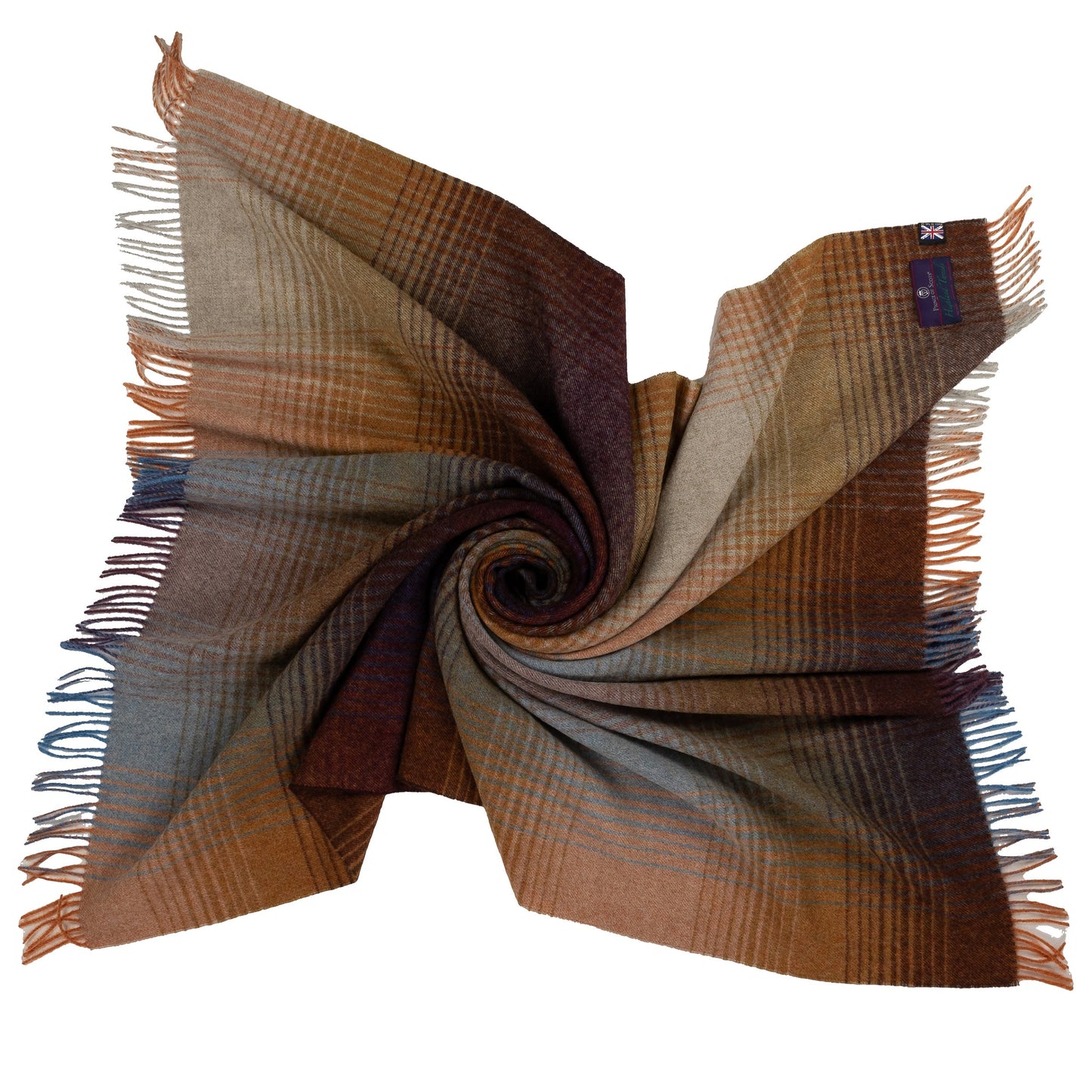 Highland Tweeds Shetland Lambswool Ombre Throw - Burgundy