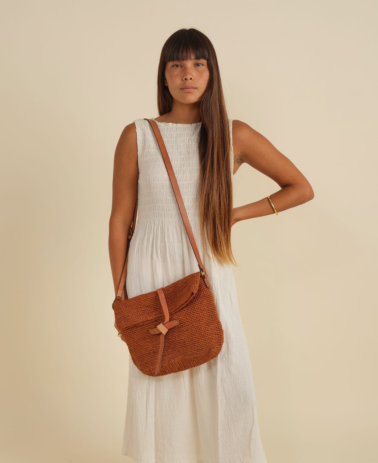 Carmen Woven Crossbody Bag | Orange