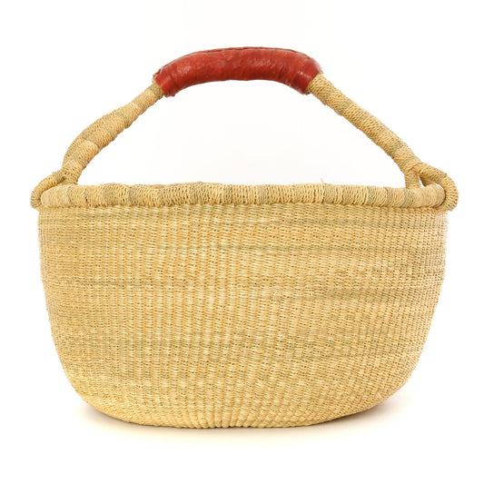 Farmer's Market Shopper Basket with Leather Handle