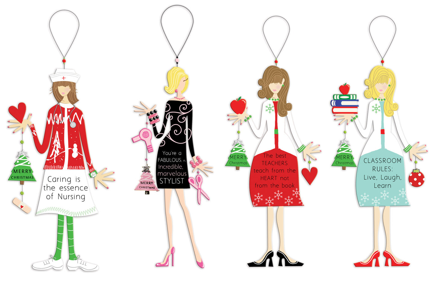 Fabulous Everyday Heroes Occupation Ornaments - Set of 4