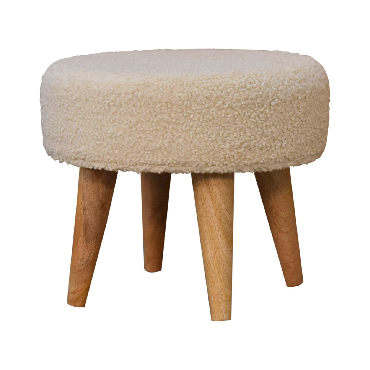 Solid Wood Boucle Petite Footstool