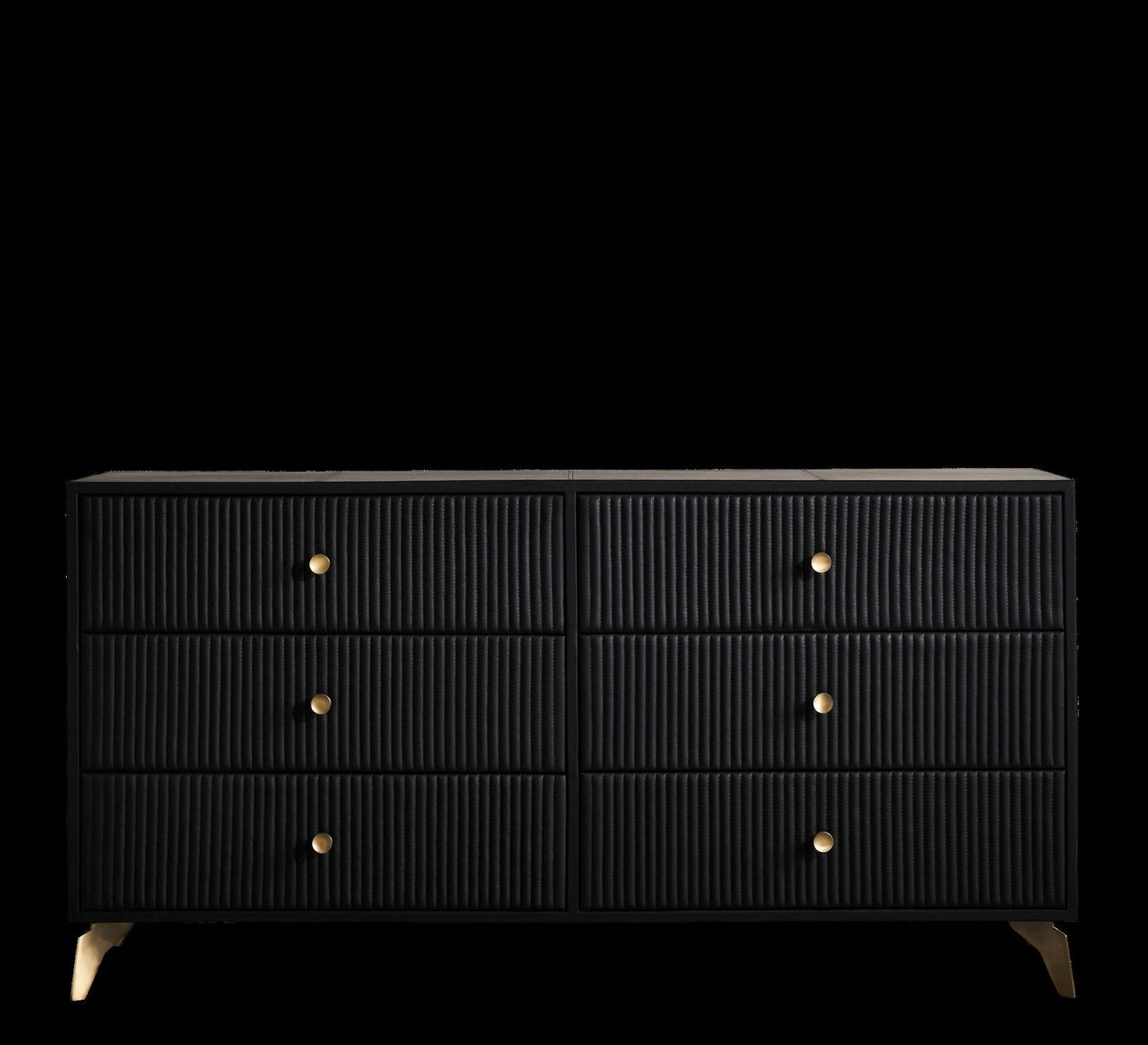 Stanford Six Drawer Leather Dresser