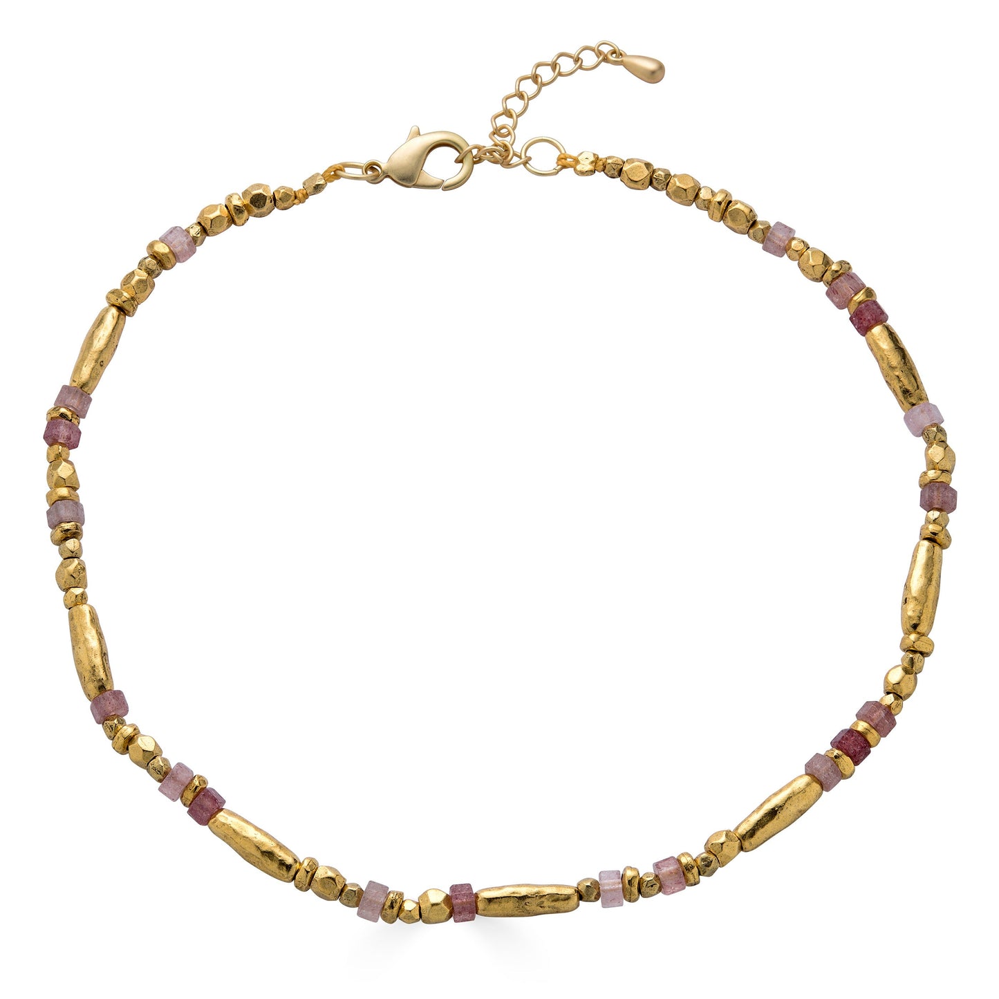 Pink Strawberry Quartz Bead Necklace