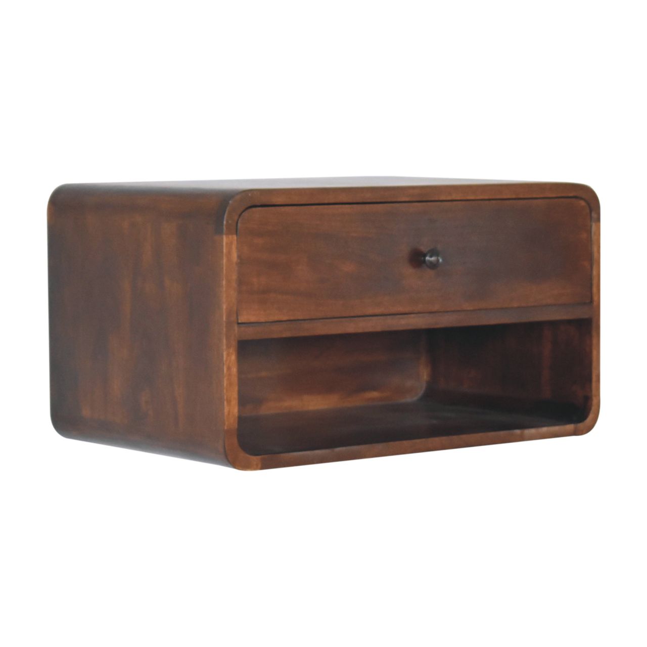 Solid Wood Large Curve Floating Bedside Table