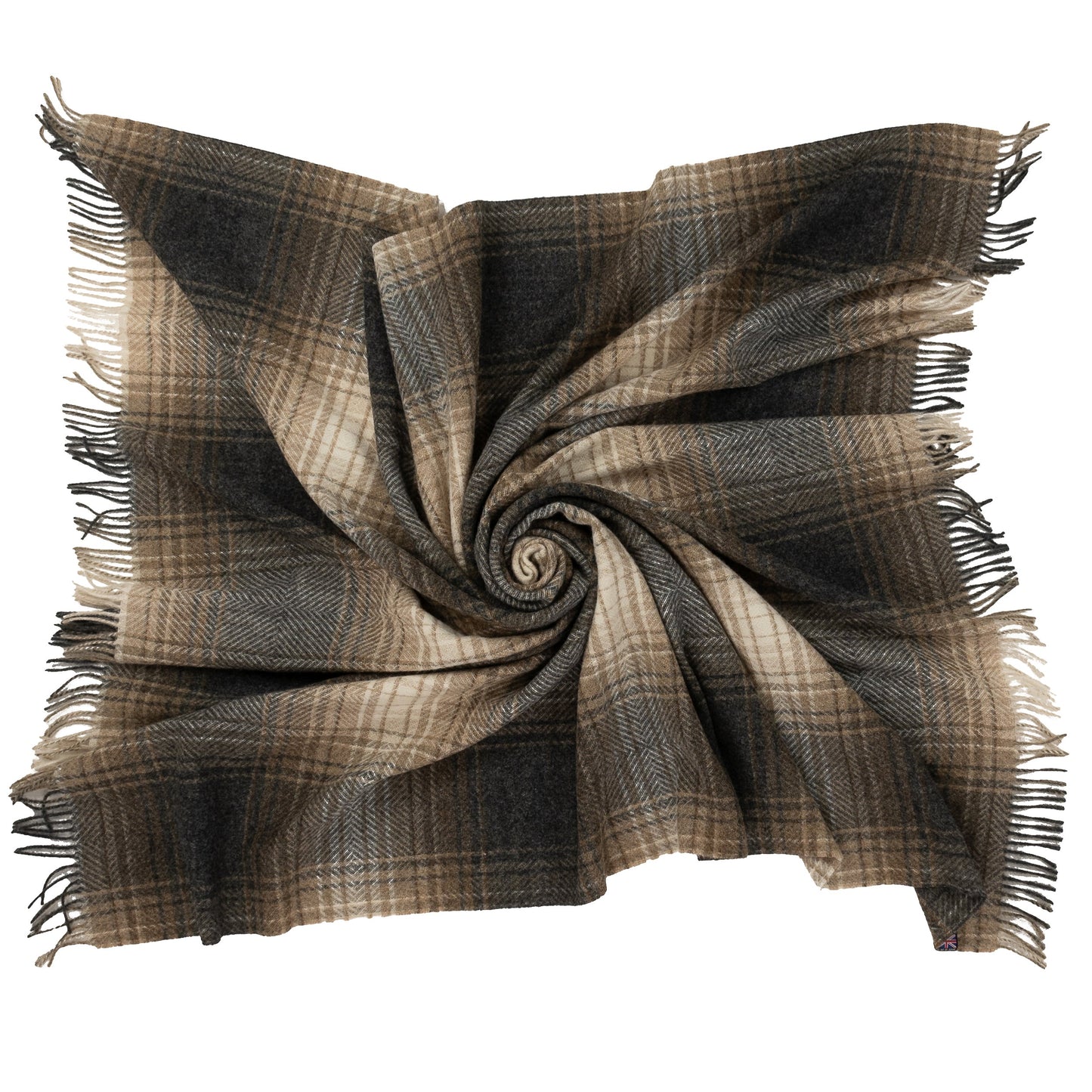 Prince of Scots Highland Tweeds Shetland Lambswool Ombre Throw – Natural