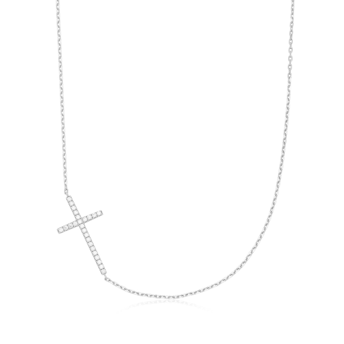Horizontal CZ Cross Necklace