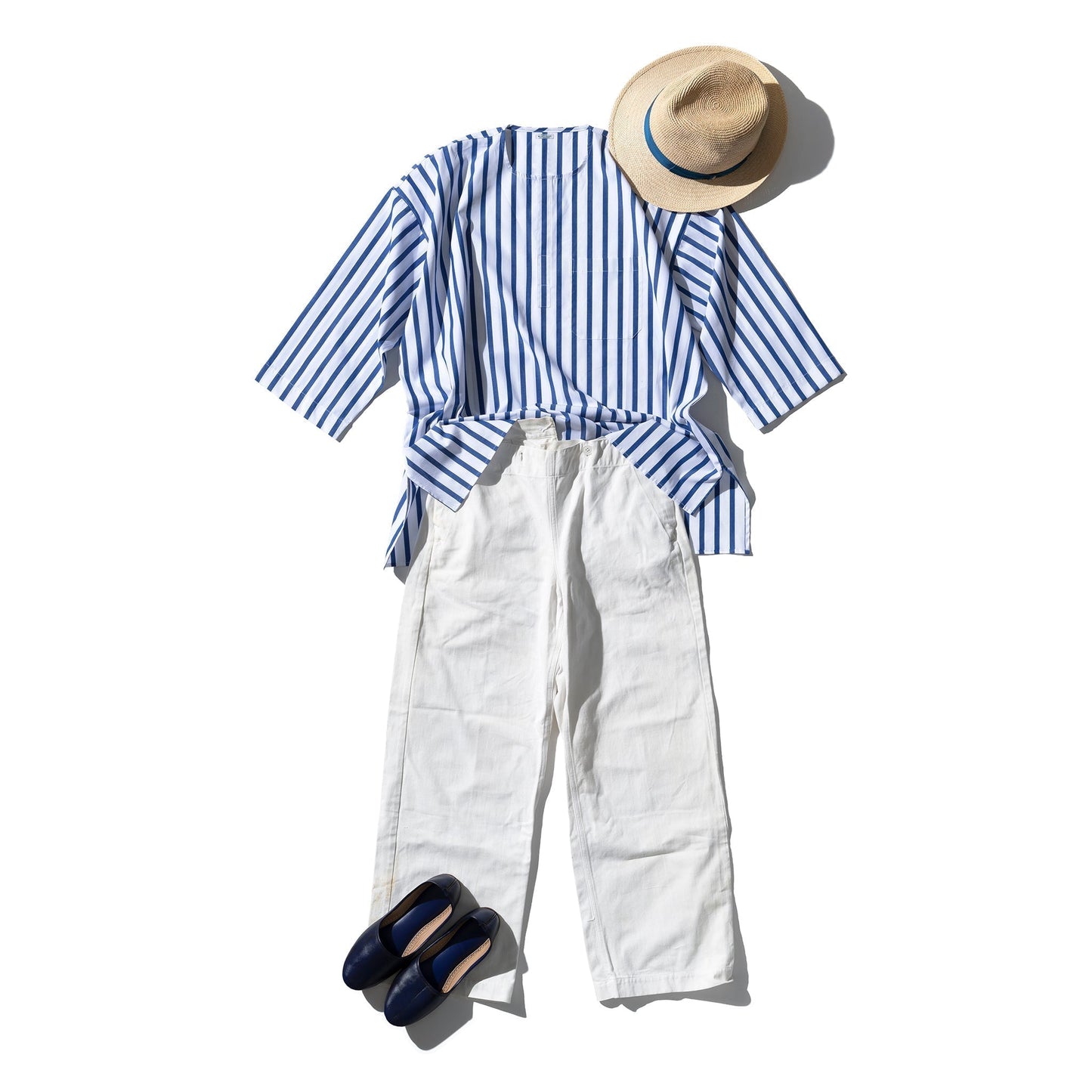 Cotton Crew Neck Stripe Shirt