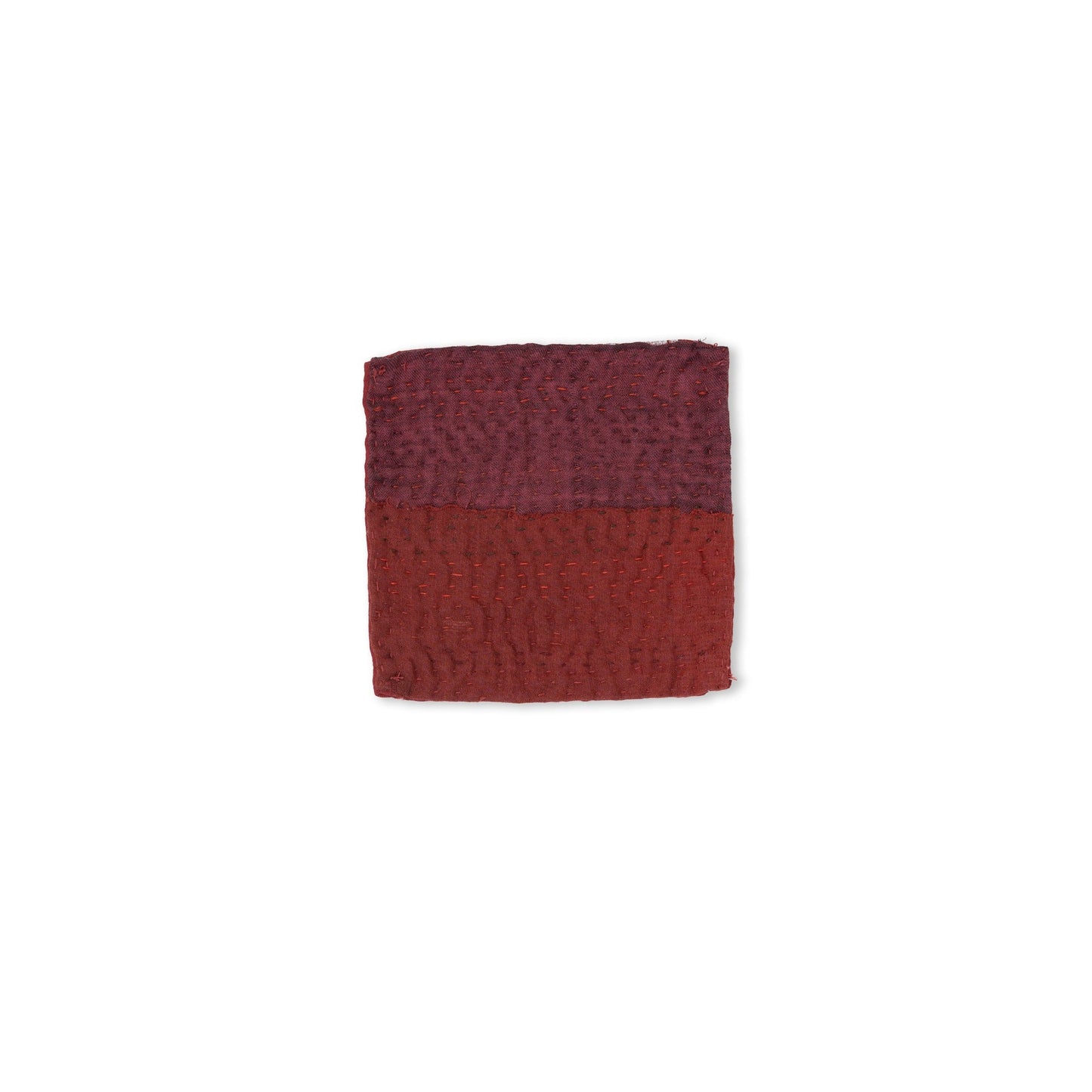 Landscape Handmade Kantha Coaster - Red (Set of 2)