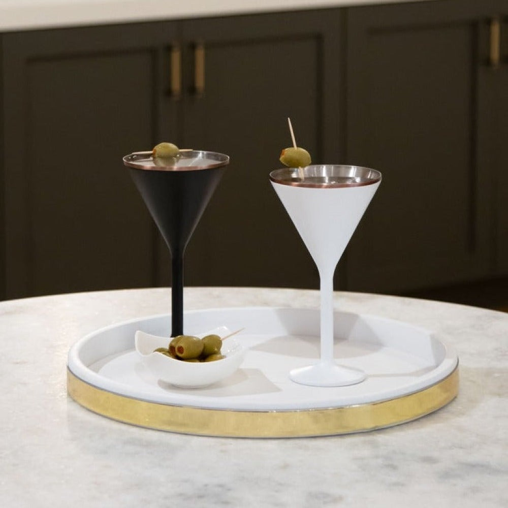 Stainless Steel Stemmed Martini Glass, White