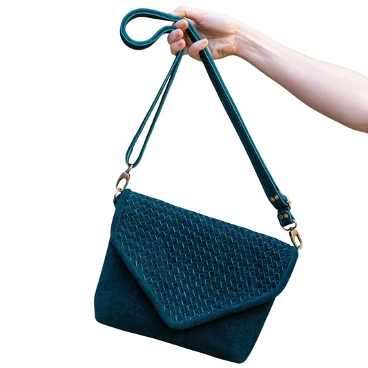Teal Suede Woven Everyday Bag