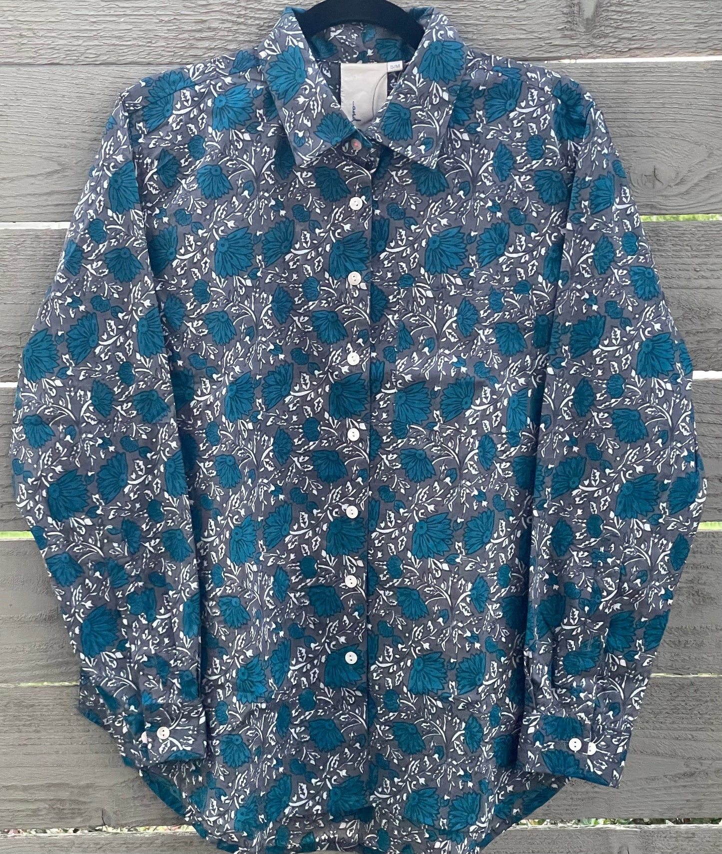 Good Boyfriend Shirt - Ojai Floral Charcoal / French Teal