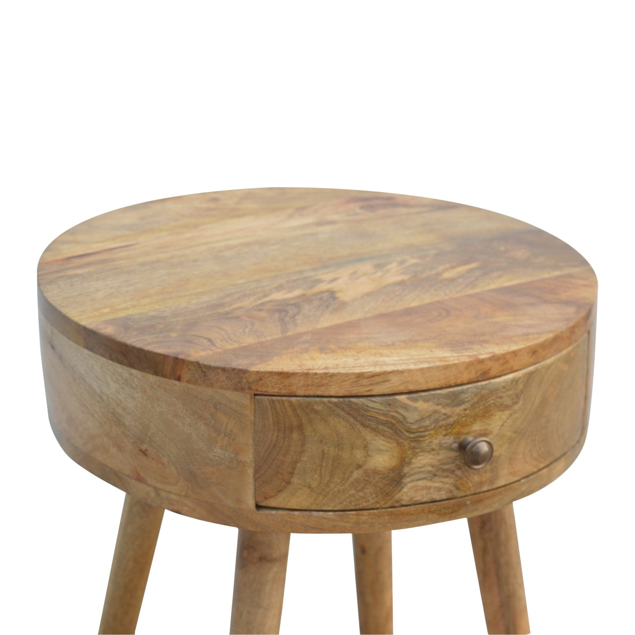 Nordic Circular Shaped Bedside, 1-Drawer, Oak