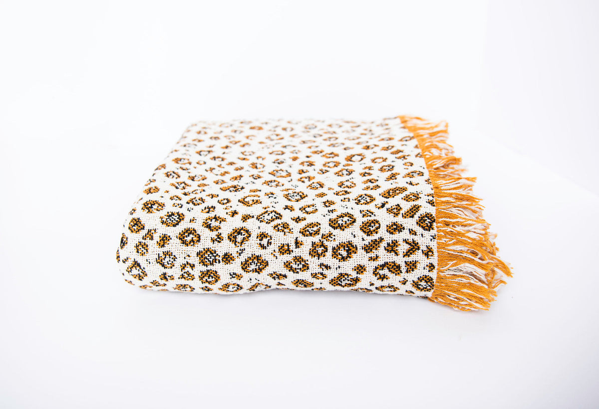 Leopard Print Jacquard Woven Throw