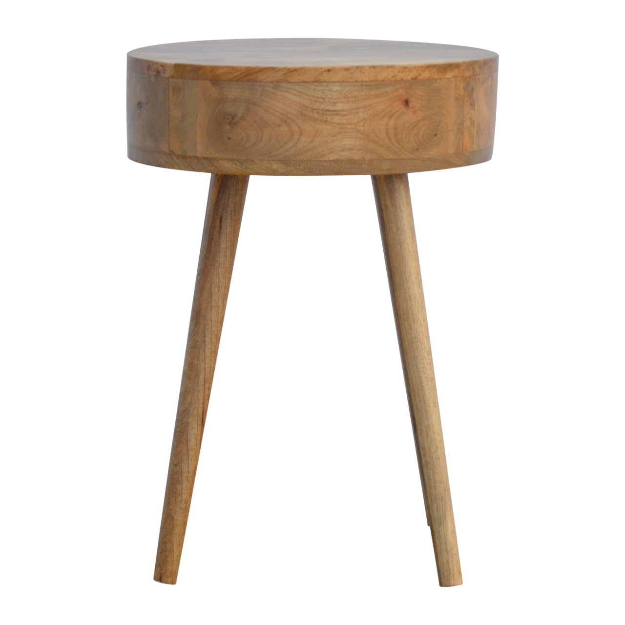 Nordic Circular Shaped Bedside, 1-Drawer, Oak