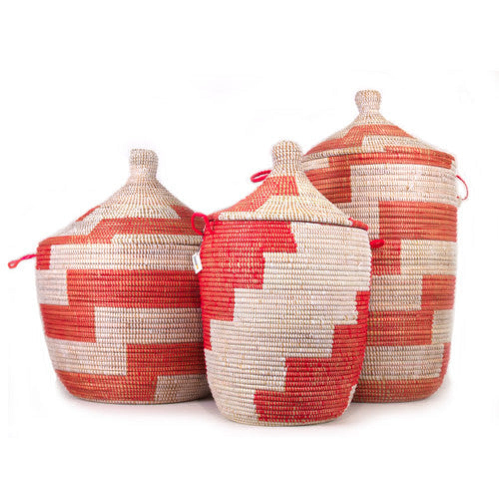 Large Storage Basket - Red Stripe